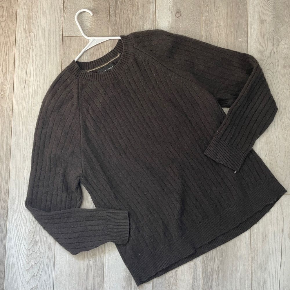 Banana Republic Sweater cashmere crew ribbed knit mens Brown (xlarge) classic